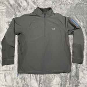 The North Face Softshell Pullover Mens XL Gray 1/4 Zip Fleece Lined Hiking